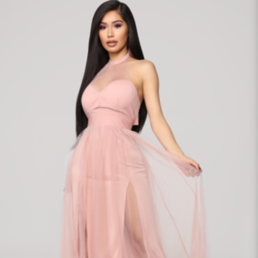 Off the tulle gown blush pink